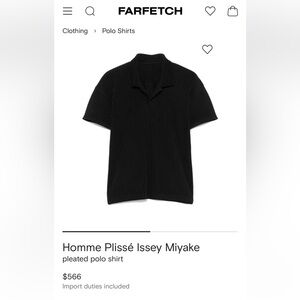 Issey Miyake Homme plisse Black Pleated Polo Shirt